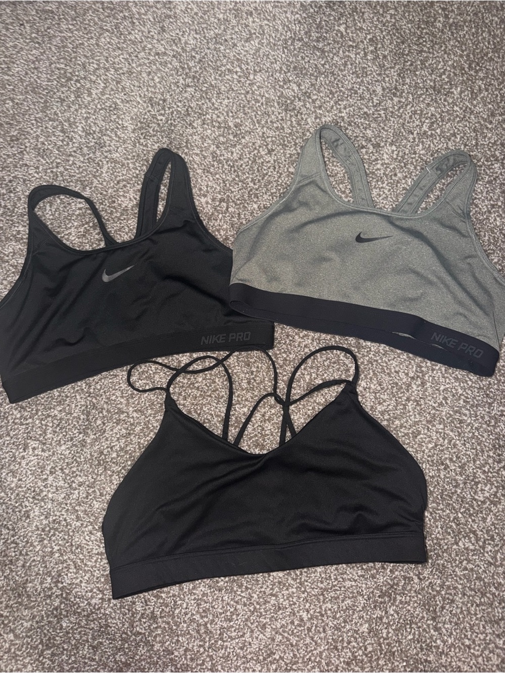 Nike Womens Sports Bra Trio - Black & Gray